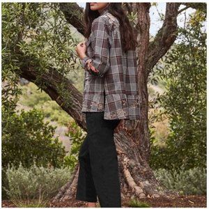 Johnny Was Workshop Alexander Plaid Freja Print Mix Shirt Jacket Small